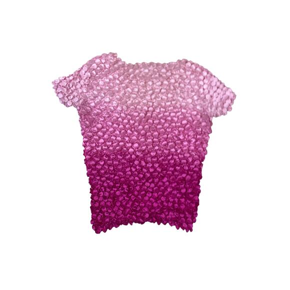 90s Vintage Pink Ombre Stretchy Magic Top One Size Retro 1990s Shirt - Picture 2 of 3